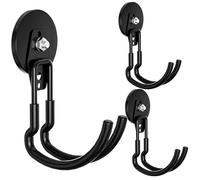 MVP BOY Heavy Duty Magnetic Utility Hooks ，J-Type Storage Hooks, with Anti-Slip Layer, Suitable for Metal Cabinets, Hanging Boards, Garage Shelves, Gardening Tools (Black 3-Piece Set)