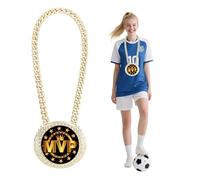 MVP Medal Chain, 6" Big Gold Medal Greatest Award Goat Pendant Necklace Funny Champion Goat Trophy Chain for Soccer Football Basketball Softball Fantasy Sports Award Athlete Prize Gifts (Style 2)