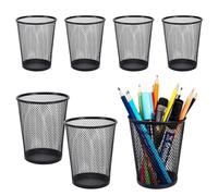MVPACKEEY 6pcs Pen Pot Desk Mesh Organizer Pen Holder Mesh Metal Pencil Cup Black Pen Holder Desk Pencil Holder Durable Pen Cup Pencil Holder for Office Home Classroom Stationary Supplies