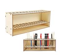 MVPACKEEY Functional Wooden Art Supply Organizer 67Holes Multi Holes Pen Holder Paint Brush Holder War-hammer Paint Holder Artist Brush Holder