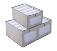 MVPACKEEY Modern Clear/Transparent Grey Fabric Storage Boxes, 3pcs Stackable Clothes Storage Organiser, Wardrobe Organiser with Clear Window, 36x25x20cm