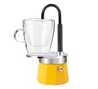MVPLUE-Mini Express Swiss Single Tube Moka Pot Aluminum Yellow，Moka Set includes One Double Wall 3oz Cup,Enjoy delicious coffee in no time