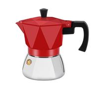 MVPLUE Rich Crema Moka Pot，Double Valve Induction Coffee Maker，Italian Stovetop Espresso Maker，2 Espresso Shots 100 ml，Red