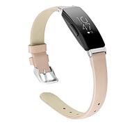 MVRYCE ACE 2 Watch Bands, Ultra Thin Soft Genuine Leather Band 6.7"-8.1" Sport Replacement Adjustable Watch Strap with Metal Buckle Compatible with Inspire/Inspire HR/ACE 2 (Large, Apricot)