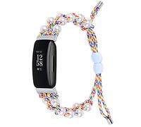 MVRYCE Band for Inspire 2, Handmade Pearl Adjustable Bracelet Nylon Woven Replacement Wrist Band Slim Lightweight Watch Accessory Strap Compatible with Inspire 2 Smart Watch (Y01)