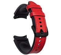MVRYCE Galaxy Watch 4 40mm Band Leather, Soft Genuine Leather Replacement Wrist Strap Hybrid Silicone Strap for Samsung Galaxy Watch 4 40mm 44mm/Watch 4 Classic 42mm 46mm (Y04)