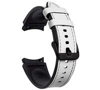 MVRYCE Galaxy Watch 4 40mm Band Leather, Soft Genuine Leather Replacement Wrist Strap Hybrid Silicone Strap for Samsung Galaxy Watch 4 40mm 44mm/Watch 4 Classic 42mm 46mm (Y02)