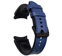MVRYCE Galaxy Watch 4 40mm Band Leather, Soft Genuine Leather Replacement Wrist Strap Hybrid Silicone Strap for Samsung Galaxy Watch 4 40mm 44mm/Watch 4 Classic 42mm 46mm (Y06)