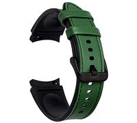 MVRYCE Galaxy Watch 4 40mm Band Leather, Soft Genuine Leather Replacement Wrist Strap Hybrid Silicone Strap for Samsung Galaxy Watch 4 40mm 44mm/Watch 4 Classic 42mm 46mm (Y07)