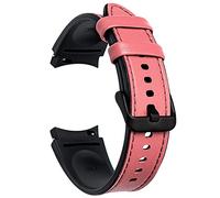 MVRYCE Galaxy Watch 4 40mm Band Leather, Soft Genuine Leather Replacement Wrist Strap Hybrid Silicone Strap for Samsung Galaxy Watch 4 40mm 44mm/Watch 4 Classic 42mm 46mm (Y01)