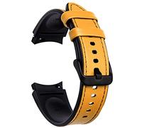 MVRYCE Galaxy Watch 4 40mm Band Leather, Soft Genuine Leather Replacement Wrist Strap Hybrid Silicone Strap for Samsung Galaxy Watch 4 40mm 44mm/Watch 4 Classic 42mm 46mm (Y05)
