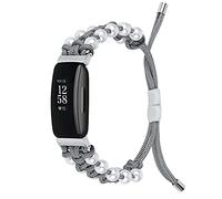 MVRYCE Inspire 2 Sport Bracelet, Handmade Pearl Adjustable Bracelet Nylon Woven Replacement Wrist Band Slim Lightweight Watch Accessory Strap Compatible with Inspire 2 Smart Watch (Y05)