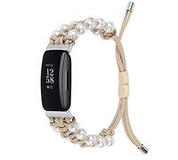 MVRYCE Inspire 2 Woven Strap, Handmade Pearl Adjustable Bracelet Nylon Woven Replacement Wrist Band Slim Lightweight Watch Accessory Strap Compatible with Inspire 2 Smart Watch (Y07)
