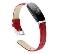 MVRYCE Inspire HR Bands, Ultra Thin Soft Genuine Leather Band 5.5"-6.7" Replacement Adjustable Sport Watchband with Metal Buckle Compatible with Inspire/Inspire HR/ACE 2 (Small, Red)