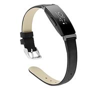 MVRYCE Inspire HR Strap, Ultra Thin Soft Genuine Leather Band 6.7"-8.1" Replacement Adjustable Watch Strap with Metal Buckle Compatible with Inspire/Inspire HR/ACE 2 (Large, Black)
