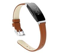 MVRYCE Inspire Watch Strap, Ultra Thin Soft Genuine Leather Band 5.5"-6.7" Replacement Adjustable Sport Watchband with Metal Buckle Compatible with Inspire/Inspire HR/ACE 2 (Small, Brown)