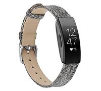 MVRYCE Inspire Watchband, Stylish Genuine Leather Replacement Band Canvas Woven Adjustable Bracelet Accessory Strap Compatible with Inspire/Inspire HR/ACE 2 (Small Size 5.5"-6.7", A02)