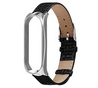 MVRYCE Mi 6 Accessories Strap, Woven Pattern Genuine Leather Band with Lightweight Metal Frame 160mm-215mm Replacement Smart Bracelet Wristband Compatible for Mi Band 5/Mi Band 6 Smart Watch (A03)