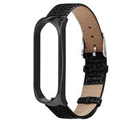 MVRYCE Mi 6 Leather Band, Woven Pattern Genuine Leather Band with Lightweight Metal Frame 160mm-215mm Replacement Smart Bracelet Wristband Compatible for Mi Band 5/Mi Band 6 Smart Watch (A01)