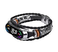 MVRYCE Mi Band 5 Strap, Retro Braided Rope Replacement Band with Metal Buckle, Beaded Element DIY Adjustable Bracelet Watch Accessories Strap Compatible with Mi Band 6/Mi Band 5 (A03)
