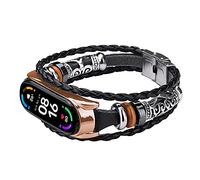 MVRYCE Mi Band 6 Wristband, Retro Braided Rope Replacement Band with Metal Buckle, Beaded Element DIY Adjustable Bracelet Watch Accessories Strap Compatible with Mi Band 5/Mi Band 6 (A02)