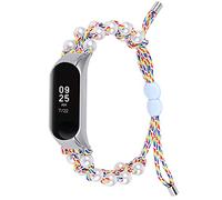 MVRYCE Mi Band 7 Sport Band, Handmade Pearl Replacement Wristband Slim Lightweight Nylon Woven Bracelet Adjustable Watch Loop Strap Compatible with Mi Band 7 (Y01)