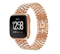 MVRYCE Versa Watch Strap, Unique Stainless Steel Watchband Fish Scale Shape Replacement Band Adjustable Smart Bracelet with Disassembly Tool Compatible with Versa/Versa 2/Versa Lite (Dark Gold)