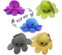 MVS Wholesale 10 Pack of Reversible-Octopus Plush Toys, 4 inch In Size, Assorted Colours. Double sided Soft Toy. Assorted Colours.