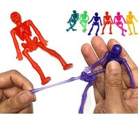 MVS Wholesale 12 x Assorted Colours Stretchy Bendable Skeletons, Ideal Party Bag Fillers and Favours, Pinata Prizes, Goody Bags and Cake Toppers, Halloween, Multicoloured (SKEL01)