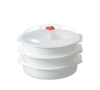 MVSR 3pcs Microwave Bowls With Vented Lids Microwave Containers - BPA-Free - Dishwasher, Freezer Safe, 3L-White/Clear