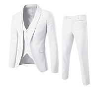 MVTEX Mens Work Suits 3 Pieces Slim Fit Suit Two Button Business Prom Formal Suit Blazers Jackets Vests Pants Set S-6XL