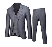 MVTEX Mens Work Suits 3 Pieces Slim Fit Suit Two Button Business Prom Formal Suit Blazers Jackets Vests Pants Set S-6XL