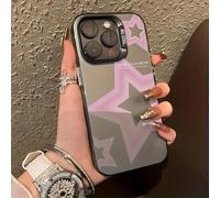 MVVKKY For iPhone 13 Black Pink Gradient Star Pattern Phone Case Matte Cover(For iPhone 13/SC05-HE-P0988)