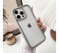 MVVKKY For iPhone 15 Pro 14 13 12 Pro Max 11 Clear Acrylic Hard Cover Candy Color Bumper Shockproof Armor Transparent Phone Case,gray,For iPhone 15Pro Max