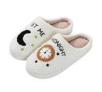 MVYNUL Unisex Meet Me at Midnight Soft Embroidered Plush Fluffy Warm Indoor Outdoor Slippers Couple Slippers, White opulent garden, 38.5/39.5 EU
