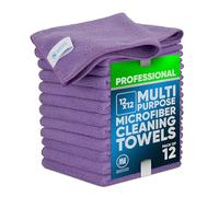 MW PRO Microfiber Cleaning Cloths Purple (12 Pack, 12x12) - Commercial Janitorial Towels & Lint Free Rags - Heavy Duty for Auto Detailing, Glass Windows, Housekeeping & Screens - Washable 300+ Times