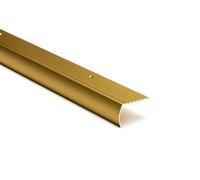MW Profiles Aluminium Bullnose Stair Nosing 50x30mm, 2.4 m, Gold | Curved profile for rounded and rolled steps, anodised finish, pre-drilled countersunk holes, screws and wall plugs included
