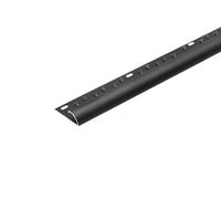 MW Profiles Aluminium Single Edge Trim 35.5mm x 10.3mm - Silver - Carpet to Vinyl/Lino Door Threshold - Smooth Transition 1m Length (Black)