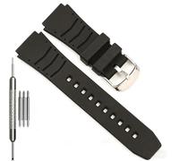 MWA100H Series Replacement Watch Band Compatible with Casio MWQ100 MWA-100H MWD100H MWA-300H Black Silicone Strap 20mm sports waterproof bracelet, Black strap Steel buckle, One Size