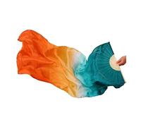MWAHJU 1 Pair Real Silk Belly Dance Fan Veils Gradient Color Dancer Performance Show Props For Dancers(Color 6,230x90cm)
