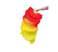 MWAHJU 1pair 150cm Length Belly Dancing Fan Red Gold Gradient Color Folk Dance Dancer Practice Long Props Polyester Silk Fans For Dancers