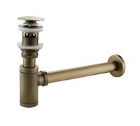 MWAHJU Bottle Trap Basin Pop Up Drain Antique Brass Bottle Trap Bathroom Sink Siphon Drains with Pop Up Drain Kit(Color 3)