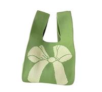 MWAHJU Knitted Wrist Bag Knit Handbag For Women Casual Wrist Bag Reusable Knitted Wristlet Shopping Bags For Outdoor For Going Out Shopping(Light green)