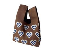 MWAHJU Knitted Wrist Bag Knitted Wrist Bag For Women Casual Shoulder Tote Bag Female Reusable Woven Handbag For Shopping For Going Out Shopping(Khaki)
