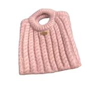 MWAHJU Knitted Wrist Bag Women's Twist Tote Bag Vintage Knitted Shopper Bags Simple Knitted Wristlet Bag For Outdoor For Going Out Shopping(Pink)