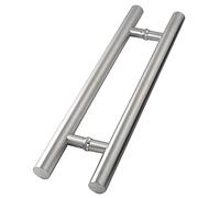 MWAYOYTE Round Stainless Steel Sliding Barn Door Handle - 16/24/32/40/48inch, Double-Sided H-Shape Push Pull Door Handle for Patio/Office/Bathroom/Front Doors (Silver 120cm(47.2in))