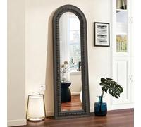 MWAZZLL Beaded Framed Floor Mirror Full Length Decorative Arched Wooden Large Wall Mirrors 165x55cm for Bedroom Bathroom Living Room Entryway Home Decor