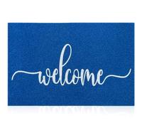 MWAZZLL Blue Door Mat Large 90x60cm Anti Slip Welcome Mats for Front Door Low-Profile Durable Easy to Clean Outdoor Doormat for Entrance,Patio,Porch,High Traffic Areas