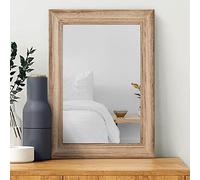MWAZZLL Large Mirror with Wood Frame Farmhouse Rectangle Mirrors for Wall 65x45cm Decorative Hanging Mirror for Bathroom Bedroom Dressing Room