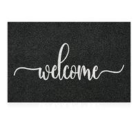 MWAZZLL Large Welcome Door Mat Outdoor Indoor Non Slip Doormat 90x60cm Low-Profile Super Absorb Mud Easy to Clean Front Door Mats for Entrance,Patio,High Traffic Areas Black